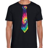 Bellatio Decorations hippie t-shirt voor heren - tie dye stropdas - jaren 60 themafeest
