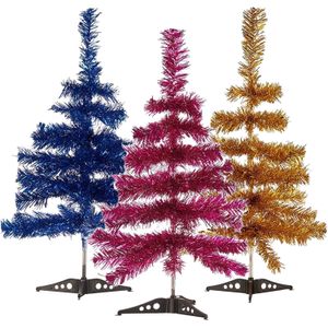 Arte R - 3x kleine glitter folie kerstbomen set 60cm - Diverse kleuren