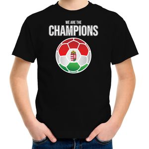 Hongarije EK/ WK supporter t-shirt - we are the champions met Hongaarse voetbal - zwart - kinderen - kleding / shirt