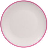 12-delige serviesset onbreekbare kunststof/melamine roze ontbijt bordjes 28 cm/bekers 9 cm