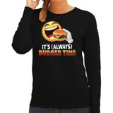 Funny emoticon sweater Its always burger time zwart voor dames -  Fun / cadeau trui