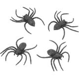 Chaks nep spinnen/spinnetjes 9 cm - zwart - 16x stuks - Horror/griezel thema decoratie beestjes