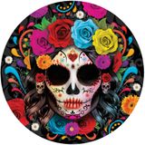 Fiestas Guirca Day of the dead bordjes - 24x - gekleurd - papier - D23 cm