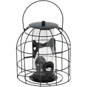 1x Tuinvogels hangende voeder silo/kooi voor vogel zaadjes 18 cm - Voor mussen/mezen kleine vogeltjes - Winter vogelvoer huisjes