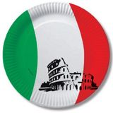 40x stuks Italiaanse vlag thema feest bordjes van 23 cm - Italie thema feestartikelen/versiering