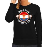 Zwarte fan sweater voor dames - Holland kampioen met beker - Holland / Nederland supporter - EK/ WK trui / outfit