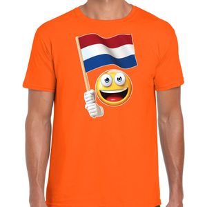 Emoticon Holland / Nederland landen t-shirt - oranje - heren - EK / WK / Olympische spelen outfit / kleding