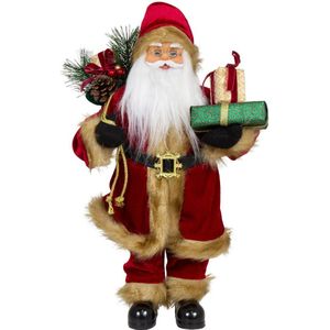 Kerstman decoratie pop - Sven - H45 cm - rood - staand - kerst beeld - kerst figuur