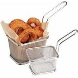 4x Patat/snack serveermandje/frituurmandje zilver 24 cm - Tafeldecoratie - Patat/snack serveren in een mandje