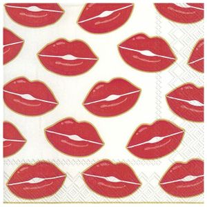 40x Rode 3-laags servetten kusjes 33 x 33 cm - Voorjaar/lente lavendel thema
