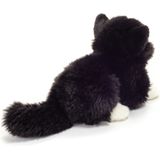 Hermann Teddy Knuffeldier kat/poes - zachte pluche stof - premium kwaliteit knuffels - zwart/wit - 20 cm