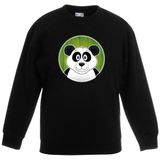 Kinder sweater zwart met vrolijke panda print - pandas trui - kinderkleding / kleding