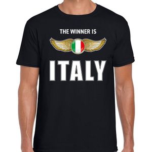 The winner is Italy / Italie t-shirt zwart voor heren - landen supporter shirt / kleding - Songfestival / EK / WK
