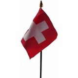 Zwitserland tafelvlaggetje 10 x 15 cm met standaard