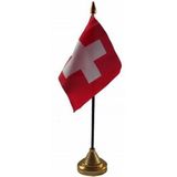 Zwitserland tafelvlaggetje 10 x 15 cm met standaard