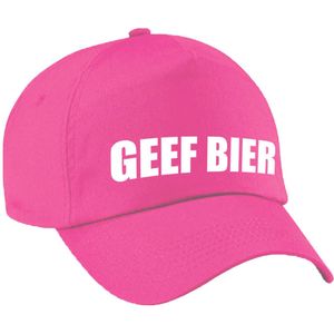 Geef bier fun pet roze voor dames en heren - geef bier baseball cap - carnaval fun accessoire