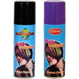 Carnaval verkleed feestje haar verf/spray in de kleuren zwart/paars 125 ml