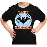 Happy Halloween vleermuis verkleed t-shirt zwart voor kinderen - horror vleermuis shirt / kleding / kostuum