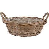 DK Design Plantenmand/aardappelmand tafelmodel - Ivy - met handvatten - rotan - B35 x H13 cm - binnen/buiten