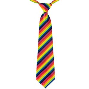 Gestreepte stropdas met alle kleuren van de regenboog - Hippie - Gay pride - Carnaval