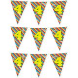Paperdreams verjaardag 4 jaar thema vlaggetjes - 3x - feestversiering - 10m - folie - dubbelzijdig
