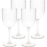 4x stuks onbreekbaar wijnglas transparant kunststof 48 cl/480 ml - Onbreekbare wijnglazen