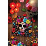 Fiestas Guirca Day of the Dead servetten - 36x - gekleurd - papier - 33cm - Halloween tafeldecoratie