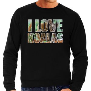 Tekst sweater I love koalas met dieren foto van een koala zwart voor heren - cadeau trui koalaberen liefhebber