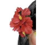 4x stuks haarclip/haarbloem Hawaii rode bloemen - Verkleedkleding accessoires