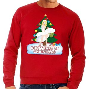Foute kersttrui / sweater rood - Marilyn Monroe - Dont Fart at Christmas