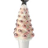Complete kunstkerstboom met kerstballen zalm roze 29 cm - Kerstversiering - Kerstbomen - Kerstaccessoires