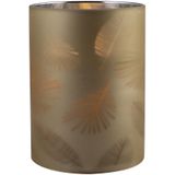 3x Stuks Luxe Led Kaarsen In Goud Bladeren Glas H10 C - H12,5 cm en H15cm - Kerstversiering