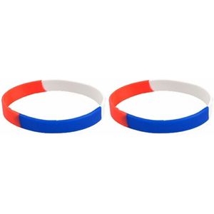 15x Siliconen armbandjes rood wit blauw