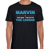 Naam cadeau Marvin - The man, The myth the legend t-shirt  zwart voor heren - Cadeau shirt voor o.a verjaardag/ vaderdag/ pensioen/ geslaagd/ bedankt