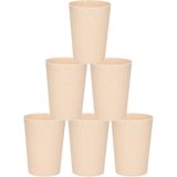 12x drinkbekers van afbreekbaar materiaal 500 ml in het eco-beige - Limonade bekers - Campingservies/picknickservies