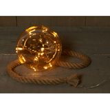 1x stuks verlichte glazen kerstballen aan touw met 15 lampjes goud/warm wit 18 cm - Decoratie kerstballen met licht