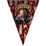 Halloween/horror thema vlaggenlijn - 3x - horrorclown/circus - kunststof - 400 cm