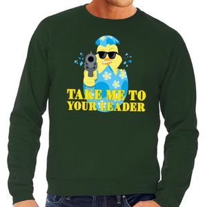 Fout Paas sweater groen take me to your leader voor heren - Pasen trui