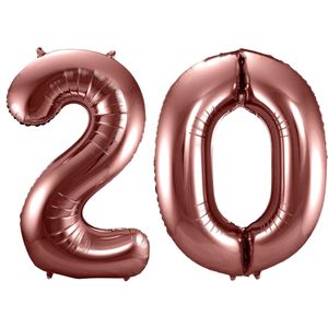 Folat Folie ballonnen - 20 jaar cijfer - brons - 86 cm - leeftijd feestartikelen