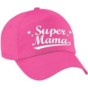 Super mama moederdag cadeau pet / baseball cap roze voor dames -  kado voor moeders
