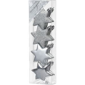 8x stuks kunststof kersthangers sterren 6 cm kerstornamenten - Kunststof ornamenten kerstversiering