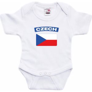 Czech baby rompertje met vlag wit jongens en meisjes - Kraamcadeau - Babykleding - Tsjechie landen romper