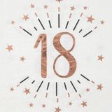 Verjaardag feest servetten leeftijd - 20x - 18 jaar - rose goud - 33 x 33 cm