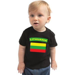Lithuania baby shirt met vlag zwart jongens en meisjes - Kraamcadeau - Babykleding - Litouwen landen t-shirt