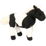 Pluche zwart/witte paarden knuffel met witte manen 26 cm - Paarden knuffels - Speelgoed voor kinderen