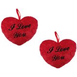 15x stuks pluche I Love You hartjes kussentjes 10 cm - Valentijnsdag versiering cadeau artikelen