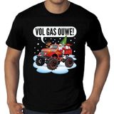 Grote maten foute Kerst shirt / t-shirt - Santa op monstertruck / truck - vol gas ouwe zwart voor heren - kerstkleding / kerst outfit