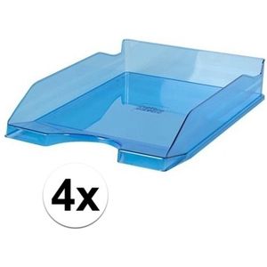 4 stuks brievenbakjes transparant blauw A4 formaat - postbakjes