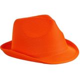 6x stuks trilby feesthoedje oranje voor volwassenen - Carnaval party verkleed hoeden