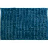 MSV badkamer droogloop mat/tapijtje - 50 x 80 cm - en zelfde kleur zeeppompje 260 ml - donkerblauw